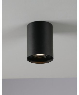 TOWN BLACK ROUND CEILING LAMP 1XGU10 8X10CM