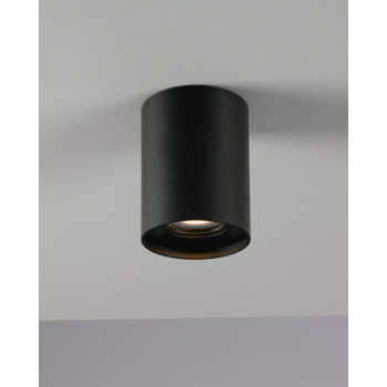 TOWN BLACK ROUND CEILING LAMP 1XGU10 8X10CM