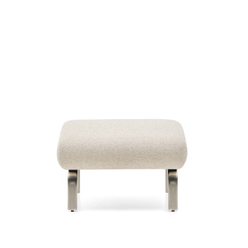 Amsen footstool in beige with brushed stainless steel legs, 68 x 55 cm