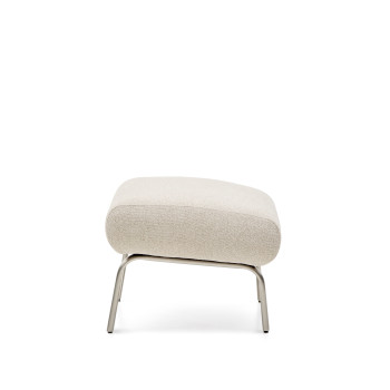 Amsen footstool in beige with brushed stainless steel legs, 68 x 55 cm