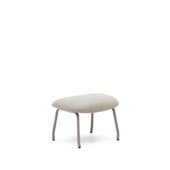 Belina footstool in beige chenille with footrest and steel with beige finish FSC 100%