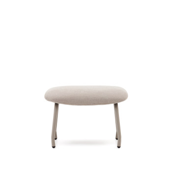 Belina footstool in beige chenille with footrest and steel with beige finish FSC 100%