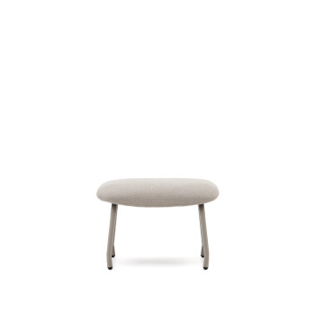 Belina footstool in beige chenille with footrest and steel with beige finish FSC 100%