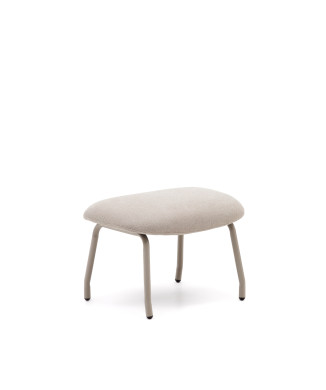 Belina footstool in beige chenille with footrest and steel with beige finish FSC 100%