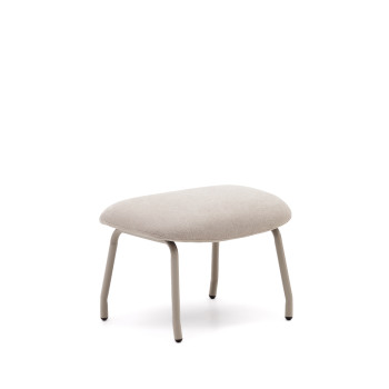 Belina footstool in beige chenille with footrest and steel with beige finish FSC 100%