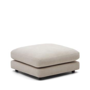 Gaia footstool in beige chenille FSC Mix Credit 90 x 90 cm