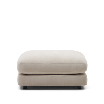 Gaia footstool in beige chenille FSC Mix Credit 90 x 90 cm