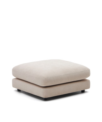 Gaia footstool in beige chenille FSC Mix Credit 90 x 90 cm