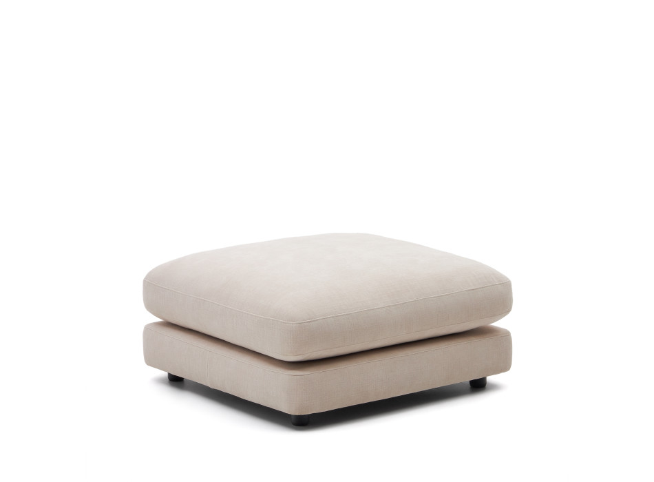 Gaia footstool in beige chenille FSC Mix Credit 90 x 90 cm
