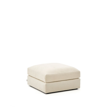 Alea footstool with removable cover in ecru chenille 90 x 90 cm