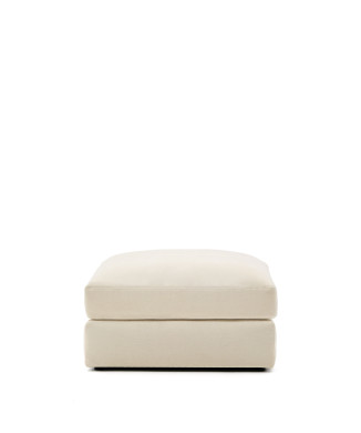 Alea footstool with removable cover in ecru chenille 90 x 90 cm