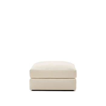 Alea footstool with removable cover in ecru chenille 90 x 90 cm