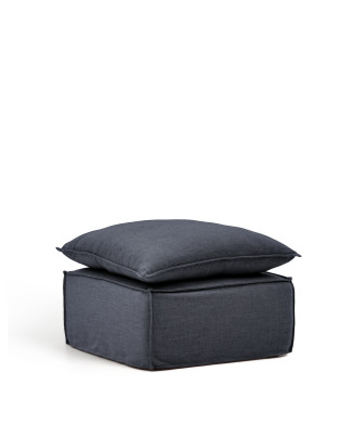 Anarela footstool with removable cover and dark grey linen and viscose cushion 80 x 80 cm FSC Mix Credit