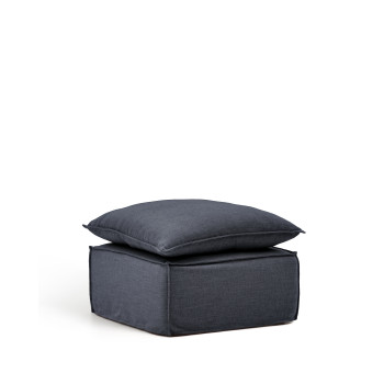 Anarela footstool with removable cover and dark grey linen and viscose cushion 80 x 80 cm FSC Mix Credit