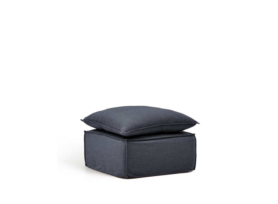 Anarela footstool with removable cover and dark grey linen and viscose cushion 80 x 80 cm FSC Mix Credit