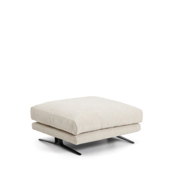 Veliro footstool in beige chenille with black finish steel legs 85 x 90 cm FSC Mix Credit