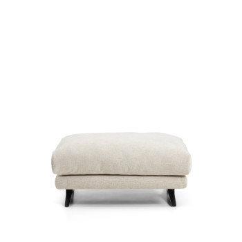 Veliro footstool in beige chenille with black finish steel legs 85 x 90 cm FSC Mix Credit