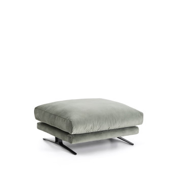 Veliro footstool in green velvet and steel legs with black finish 85 x 90 cm FSC Mix Credit