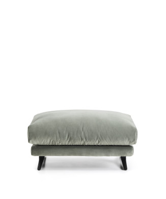 Veliro footstool in green velvet and steel legs with black finish 85 x 90 cm FSC Mix Credit
