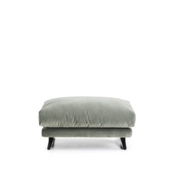 Veliro footstool in green velvet and steel legs with black finish 85 x 90 cm FSC Mix Credit