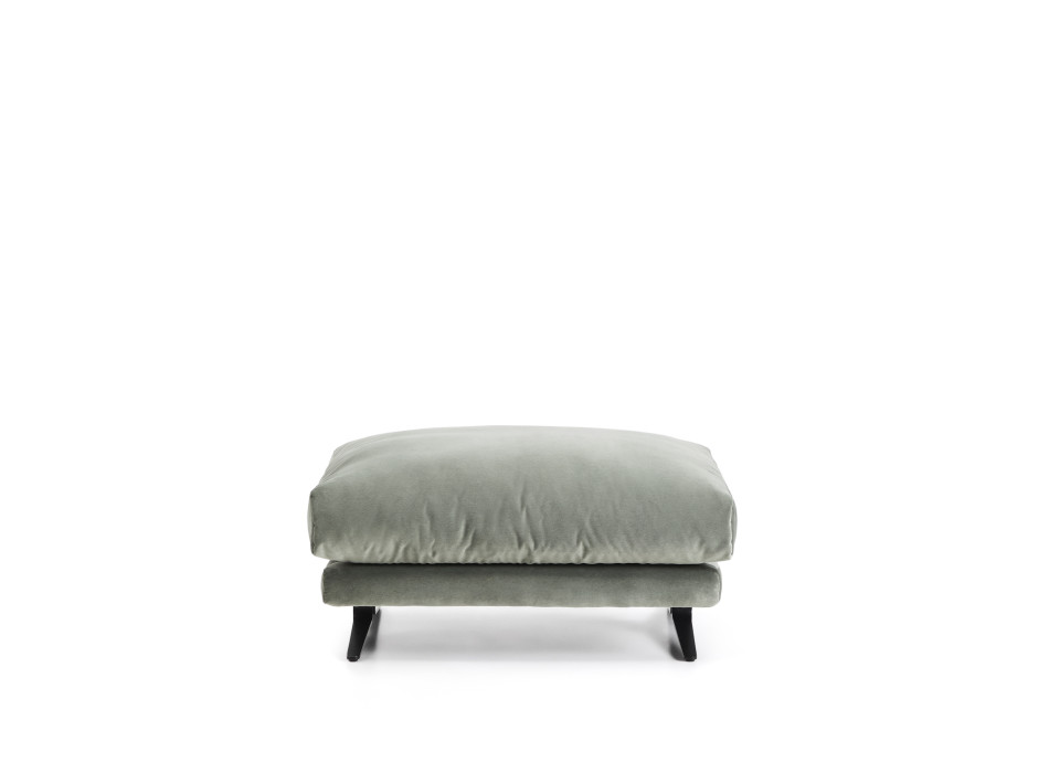Veliro footstool in green velvet and steel legs with black finish 85 x 90 cm FSC Mix Credit