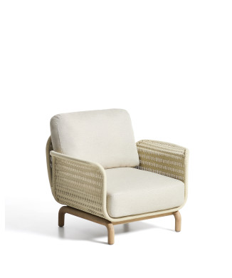 Alipa armchair in solid acacia wood and rope