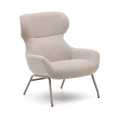 Belina armchair in beige chenille and steel with beige finish FSC 100%