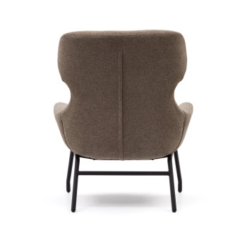 Belina armchair in light brown chenille and steel with black finish FSC 100%
