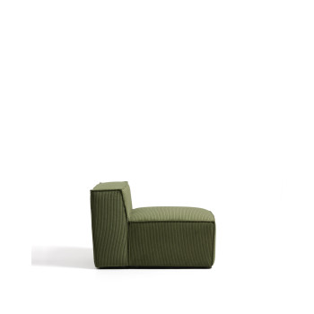 Blok armchair in thick green corduroy, 90 cm FSC Mix Credit
