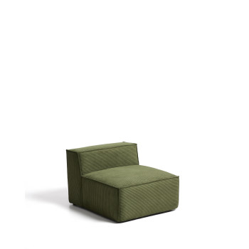 Blok armchair in thick green corduroy, 90 cm FSC Mix Credit