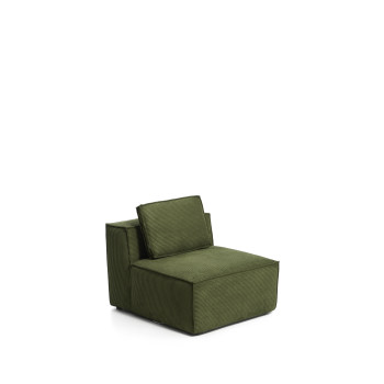 Blok armchair in thick green corduroy, 90 cm FSC Mix Credit