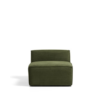 Blok armchair in thick green corduroy, 90 cm FSC Mix Credit