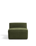 Blok armchair in thick green corduroy, 90 cm FSC Mix Credit