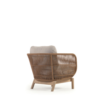Catalina armchair in beige rope and solid FSC acacia wood