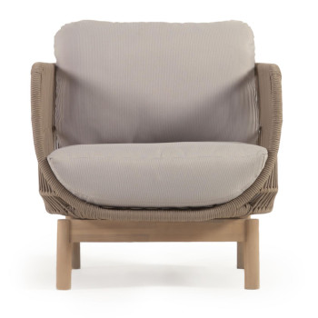 Catalina armchair in beige rope and solid FSC acacia wood
