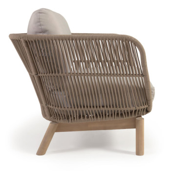 Catalina armchair in beige rope and solid FSC acacia wood
