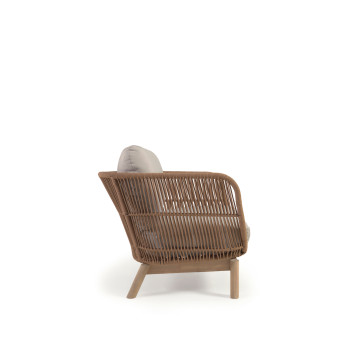 Catalina armchair in beige rope and solid FSC acacia wood