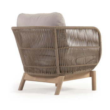 Catalina armchair in beige rope and solid FSC acacia wood