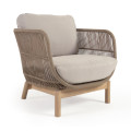 Catalina armchair in beige rope and solid FSC acacia wood