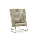 Saconca high-back outdoor armchair in rope and green galvanized steel