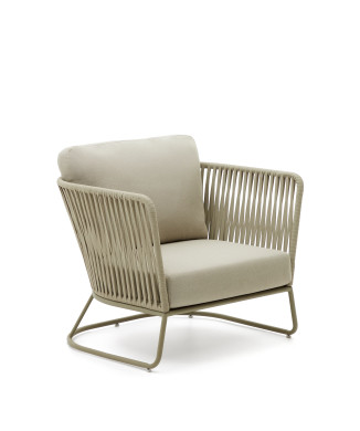 Saconca outdoor armchair in rope and galvanized steel