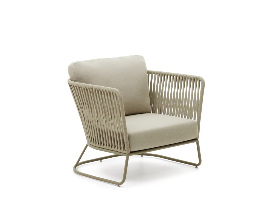 Saconca outdoor armchair in rope and galvanized steel