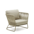 Saconca outdoor armchair in rope and green galvanized steel