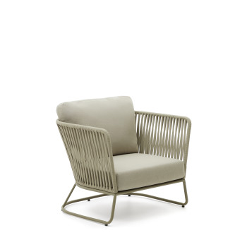 Saconca outdoor armchair in rope and galvanized steel