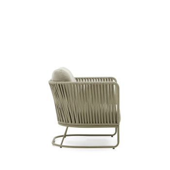 Saconca outdoor armchair in rope and galvanized steel