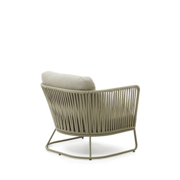 Saconca outdoor armchair in rope and green galvanized steel