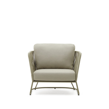 Saconca outdoor armchair in rope and green galvanized steel