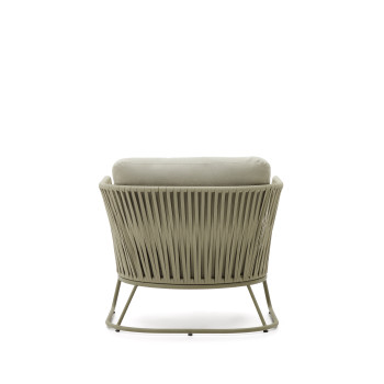 Saconca outdoor armchair in rope and green galvanized steel