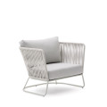 Saconca outdoor armchair in rope and galvanized steel