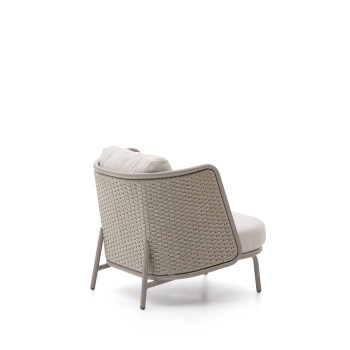 Sedalis outdoor armchair in aluminum and dove-colored rope